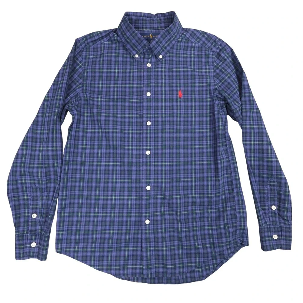 Polo Ralph Lauren Plaid Button Down Shirt Long Sleeve Classic‎ Kids Size L 14-16